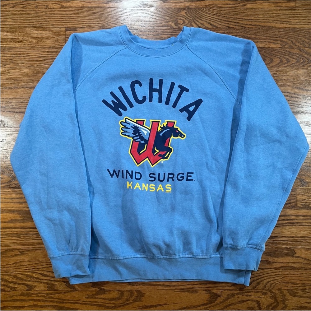 The Farm Wichita Wind Surge Kansas Baseball Sweatshirt Blue Mens Large MiLB